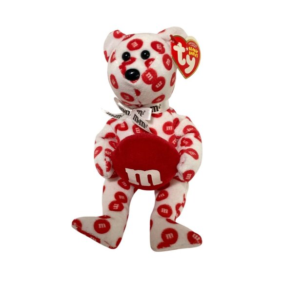 New Ty Beanie Babies Plush Stuffed Doll Toy M & M Red Bear 2008 6 in Tall - Picture 1 of 5